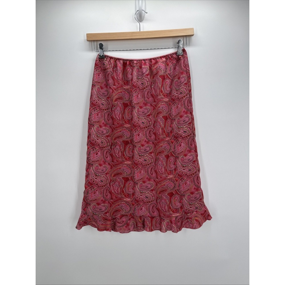 Vtg 90s Paisley Maxi Skirt Womens 11/12 Whimsigoth Boho Academia elastic waist